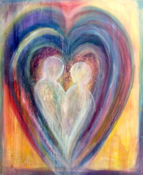 Soulmate Watercolor Art, Love Souls Art, Paintings That Describe Love, Healing Love Art, Intertwined Souls Art, Art About Loving Someone, Connection Art Ideas, Spiritual Connection Aesthetic, Painting Representing Love