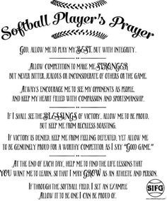 A Softball Players Prayer Softball Prayer, Softball Coach Quotes, Softball Sayings, Softball Cross, Softball Chants, Softball Room, Softball Memes, Sports Quotes Softball, Softball Cheers