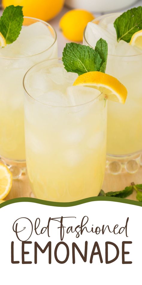 With just a few simple ingredients, you can whip up our best-ever old-fashioned lemonade recipe. The tanginess of fresh lemons paired with sweet syrup makes for the most refreshing drink. Perfect for hot summer days, backyard BBQs, or just because! ☀️🍹 Fresh Lemon Juice Recipes, Carnival Lemonade Recipe, Lemonade Flavors, Fruit Tea Recipes, Homemade Lemonade Recipe, Good Lemonade Recipe, Family Drinks, Healthy Lemonade, Flavored Lemonade