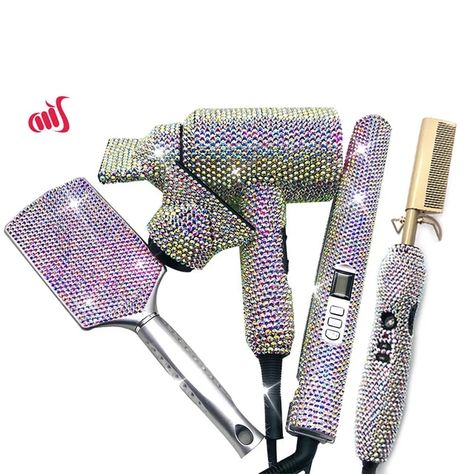 Crystal Hair Pressing Hot Comb Crystal Hair Blow Dryer Diamond Curling wands Kit Crystal Hair Brush|Straightening Irons| - AliExpress Curling Wands, Hair Tool Set, Hot Comb, Hair Blow Dryer, Diamond Hair, Hair Kit, Straighten Iron, Hair Dry, Diamond Bling