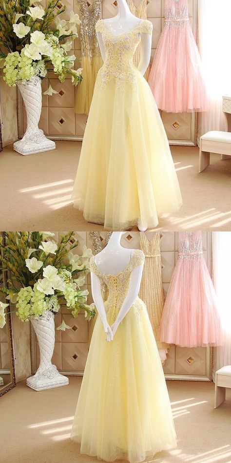 Princess Prom Dress, Belle Dresses, Dream Prom Dress, Princess Prom Dresses, Lemon Chiffon, Prom Dresses Yellow, Tulle Evening Dress, Cute Prom Dresses, Pretty Prom Dresses