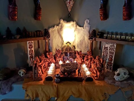 Elgmodr's Norse hearth shrine Heathen Altar, Norse Pagan Altar, Norse Altar, Norse Decor, Shrine Room, Pagan Alter, Ancestor Altar, Spiritual Ideas, Future Vision