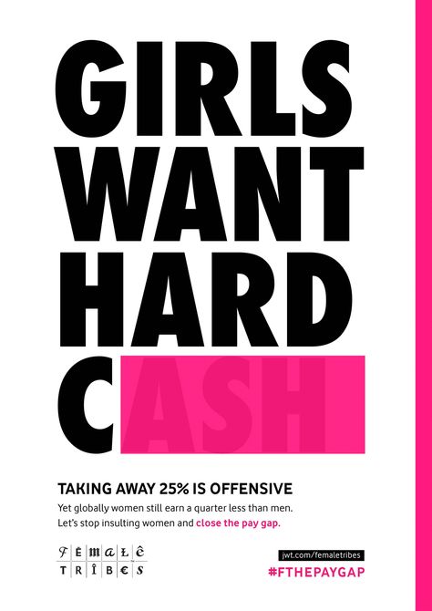 JWT: Girls Want Hard C | Ads of the World™ Copywriting Ads, Entrepreneur Goals, Copy Ads, Clever Advertising, Gender Pay Gap, Success Life, Ad Of The World, Publicidad Creativa, Ad Copy