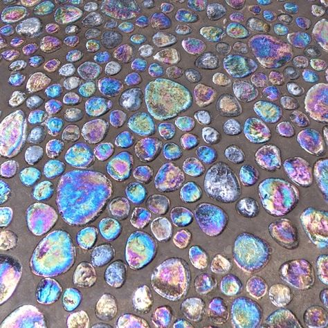 iridescent Pebble Tiles Seamless Texture #Pebble, #iridescent, #Tiles, #Texture Iridescent Bathroom Tiles, Iridescent Tiles Kitchen, Iridescent Bedroom, Iridescent Tile Bathroom, Irridescent Tile, Iridescent Bathroom, Dream Showers, Fairy Bathroom, Purple Kitchen Designs