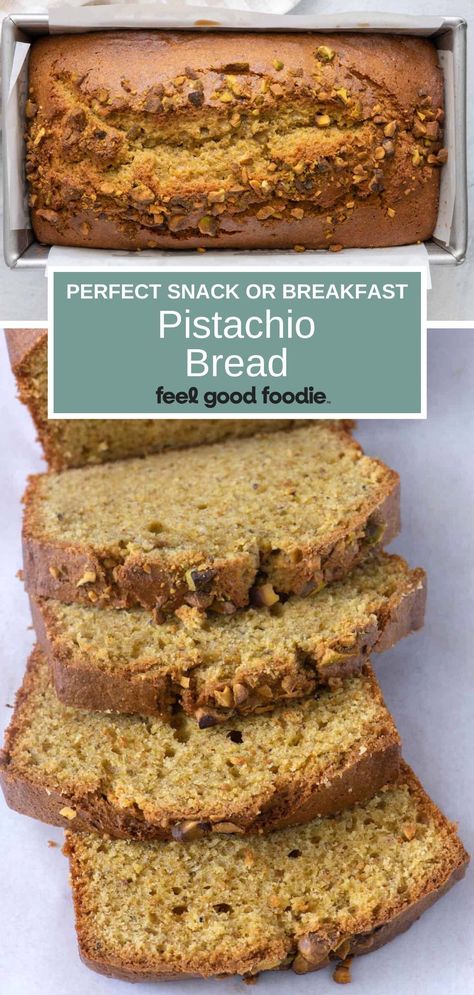 This Pistachio quick bread recipe is made with real pistachios right in the mix. No pudding, extracts, or cake mix here. A true pistachio bread recipe! Baking With Pistachios, Pistachio Bread Pudding, Pistachios Recipes, Poolish Bread, Recipes With Pistachios, Pistachio Nut Recipes, Pistachio Flour Recipes, Pistachio Pudding Bread, Recipes Using Pistachios