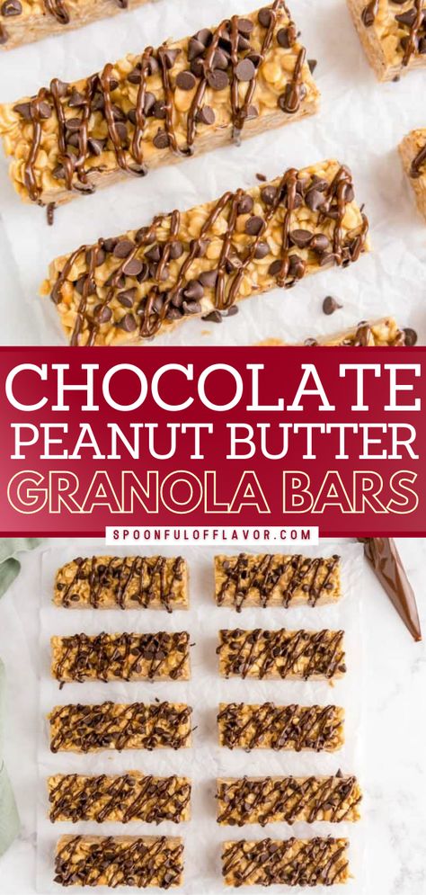 Peanut Butter Granola Bar Recipe, Chocolate Peanut Butter Granola, Peanut Butter Granola Bars, Homemade Granola Bar Recipe, Homemade Granola Bars Healthy, Easy Granola Bars, Chocolate Granola Bars, Easy Homemade Granola, No Bake Granola Bars