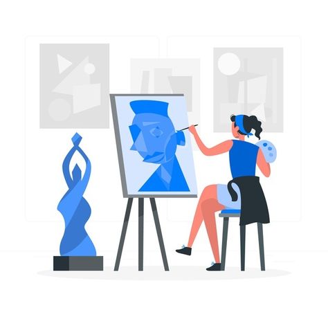 Making art concept illustration | Free Vector #Freepik #freevector #art #work #studio #artist Female Artists Painting, Art Brochures, English Spoken, Online Learning Platform, Png Illustration, Work Studio, Hand Painted Frames, Studio Artist, Illustration Work