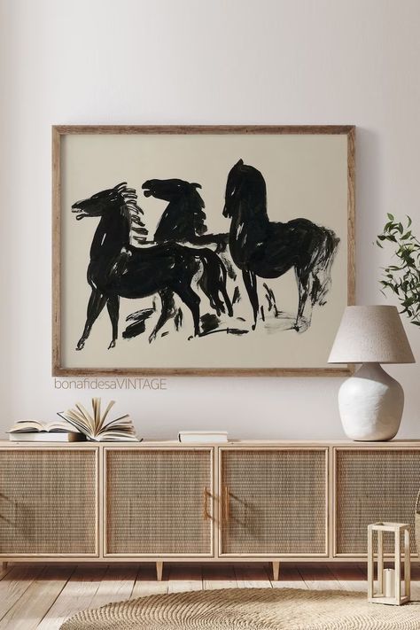 Vintage Horse Art Print Digital Horse Painting Printable - Etsy Turkey Modern Art Traditional Home, Horses Decor, Download Art Prints, Art House Decor, High End Artwork, Large Horse Wall Art, Art Styling, Large Western Wall Art, Amazon Art Finds