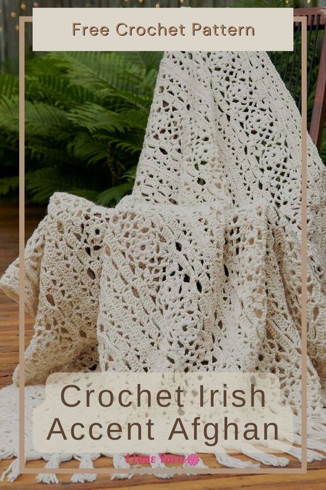 Crochet Blanket Free, Irish Lace Crochet Pattern, Irish Accent, Crochet Throw Pattern, Cozy Pattern, Irish Crochet Patterns, Crochet Afghan Patterns Free, Crochet Afgans, Creative Crochet