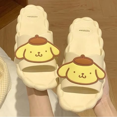 Nwt Sanrio’s Pompompurin Slides/Sandals Size 38-39 Official Sanrio License Comfy Oufits, Sanrio Yellow, Pompom Purin, Pum Pum, Cartoon Summer, Anime Sanrio, Hello Kitty Clothes, Cute Birthday Gift, Hello Kitty Items