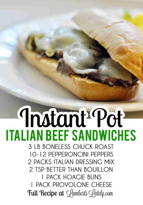 This recipe for Instant Pot Italian Beef Sandwiches is perfect for a weeknight dinner. Can be prepped easily in a pressure cooker and is kid-approved! Sourdough Sandwich Recipes, Instant Pot Italian Beef, Instant Pot Cheat Sheet, Instant Pot Beef Recipes, Instant Pot Italian, Delicious Instant Pot Recipes, Instant Pot Freezer Meals, Instant Pot Breakfast, Instant Pot Freezer