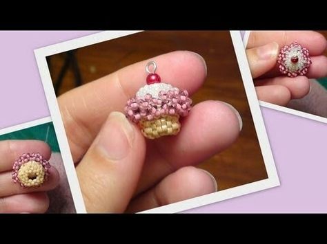 Beaded Cupcake, Diy Jewelry Videos, 3d Beading, Bead Weaving Patterns, Pretty Beads, Beaded Earrings Patterns, Beading Tutorial, Beaded Crafts, Beaded Bracelet Patterns