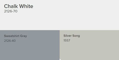 This is a favorite. Benjamin Moore Chalk White Goes With Sweatshirt Gray and Silver Song Benjamin Moore Silver Song, Chalk White Benjamin Moore, Silver Song Benjamin Moore, Walls For Bedrooms, Paint Color For Kitchen Cabinets, Paint Color For Kitchen, Chalk White Paint, Color For Kitchen Cabinets, Paint For Interior Walls