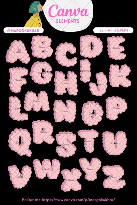 Bubble Alphabet. Cute pink cloud letters. Retro ABC. Vintage Canva elements. Use set:nAFn5fsPkP4 Font fonts #font #fonts 4.734 H Font Letter Design, Vintage Canva Elements, Cloud Letters, Bubble Alphabet, Jersey Font, Graphic Shapes Design, Keyword Elements Canva, Photo Strip, Pink Cloud