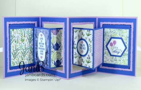 Multi Panel Accordion Fold Card, Xmas Cards Handmade, Card Shapes, Accordion Cards, Fancy Fold Card Tutorials, Gatefold Cards, Accordion Fold, Stamp Tutorial, Fun Folds