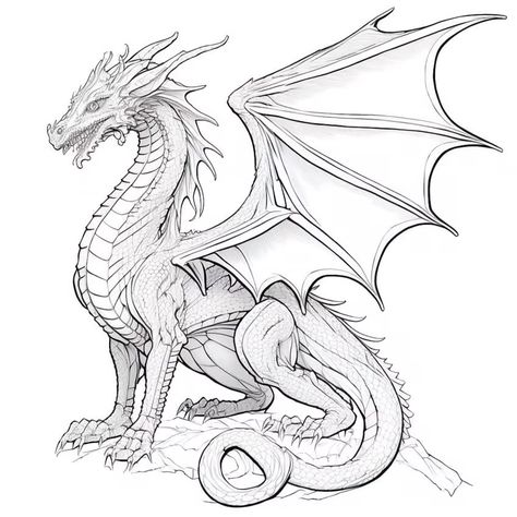 Realistic Dragon Drawing, Bone Dragon, Dragon Coloring Pages, Dragon Tattoo Ideas, Realistic Dragon, Types Of Dragons, Dragon Coloring, Legendary Dragons, Dragon Crafts