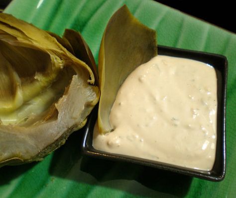 Artichoke Dipping Sauce, Steamed Artichoke, Dipping Sauce For Artichokes, Stuffed Artichokes, Steamed Veggies, Artichoke Dip Recipe, Dipping Sauces Recipes, Football Snacks, Artichoke Recipes