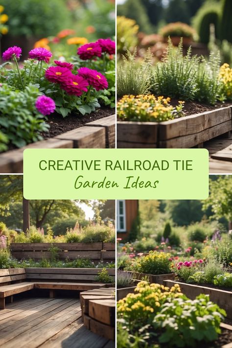 Want to spruce up your garden? Using railroad ties can be a fun and easy way to make your garden look beautiful! Try using them for borders around garden beds - they add charm and keep your plants in place! You can also create cozy seating areas where friends can gather and enjoy the fresh air. If you want to grow veggies or vibrant flowers, raised beds made from railroad ties are great too! This guide is packed with amazing tips to inspire your outdoor oasis, so check it out and start planning your beautiful space! Railroad Ties Ideas, Railroad Ties Landscaping, Rustic Outdoor Fireplaces, Railroad Tie, Creative Landscaping, Landscaping A Slope, Railroad Ties, Vegetable Beds Raised, Narrow Garden