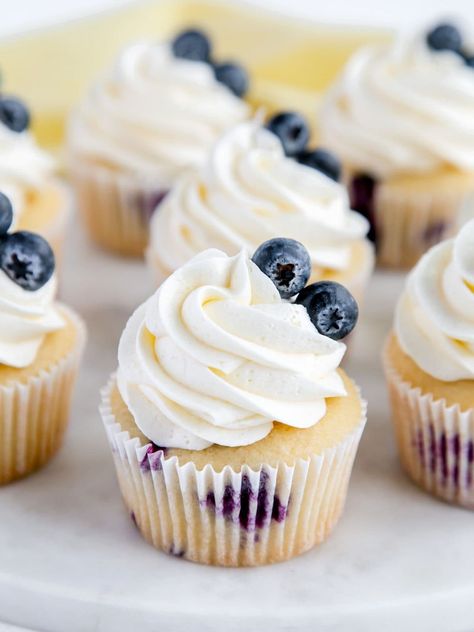 Lemon Blueberry Cupcakes - Cake Me Home Tonight Blueberry Cream Cheese Cupcakes, Blueberry Cupcakes Decoration, Lemon Blueberry Cupcakes From Box Cake, Summer Wedding Cupcakes, Blueberry Cupcakes Recipe, Cake Me Home Tonight, Lemon Blueberry Cupcakes, Spring Recipes Dessert, Summer Cupcakes