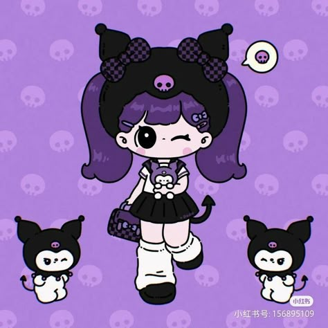 Kuromi Human Version, Kuromi As A Human, Kuromi Fanart, Kuromi Girl, Hello Kitty Wallpaper Hd, Anime Sanrio, Njoy Obs, Cute Eyes Drawing, Cute Easy Doodles