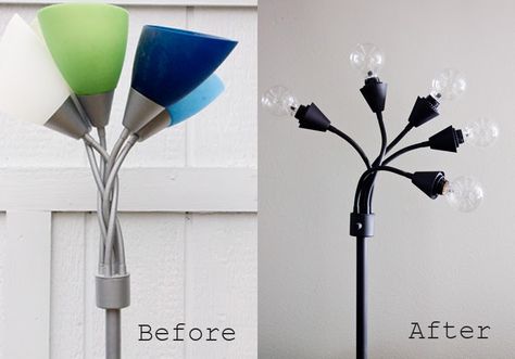 Floor Lamp Redo, Floor Lamp Makeover, Dorm Lamp, Lamp Redo, Vintage October, Cheap Floor Lamps, Diy Floor Lamp, Indoor Floor Lamps, Kpop Ideas