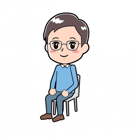 Anime Clipart, Sitting Chair, Book Crafts Diy, Character Cartoon, Cartoon People, Boy Face, Photo To Cartoon, Man Sitting, Cartoon Boy