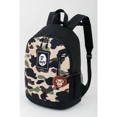 (eBay) BAPE a bathing ape 2022 SPRING / SUMMER COLLECTION CAMO backpack & MILO charm 41 Japanese Backpack, Bape Kids, Chest Belt, Kids Totes, Camo Backpack, Big Pocket, Backpack Charm, Back Bag, Backpacking Packing