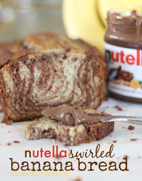 Banana Bread Healthy, Nutella Banana Bread, Nutella Recipes Easy, Bread Healthy, Banana Nutella, Breaking Bread, Swirled Bread, Nutella Recipes, Ripe Bananas