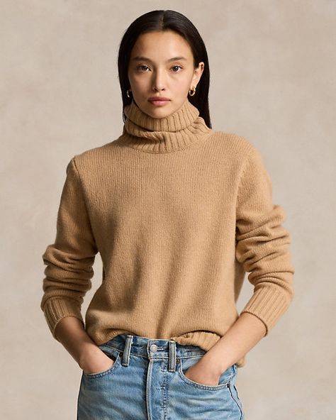 Wool Turtleneck Sweater | Ralph Lauren Sweater Ralph Lauren, Wool Turtleneck Sweater, Sweaters And Cardigans, Wool Turtleneck, Knit Tops, Women's Sweaters, Oversized Silhouette, Color Collection, Wool Sweaters