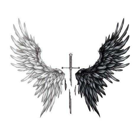 Men’s Wings Tattoo, Fear God Tattoo Men Chest, Wings On Tricep Tattoo, Dark Chest Tattoo Men, Chest Wings Tattoo Men, Guardian Angel Wings Tattoo, Small Angel Tattoo Men, Triceps Tattoo Men, Patch Work Tattoo Men