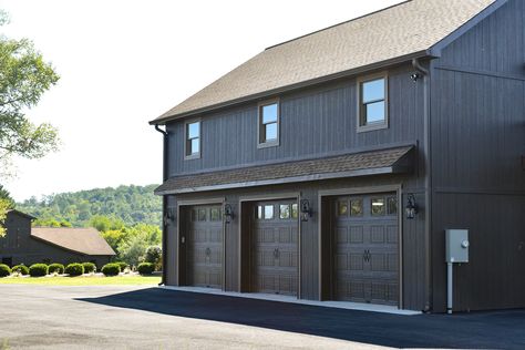 26x40x17 2-Story Garage in Broad Run, VA (RDA22020) - Superior Buildings Two Story Attached Garage, Tall Garage Ideas, 2 Story Garage Apartment, Brown Garage Doors, 3car Garage, Brown Garage Door, Two Story Garage, Detached Garage Designs, 3 Car Garage Plans