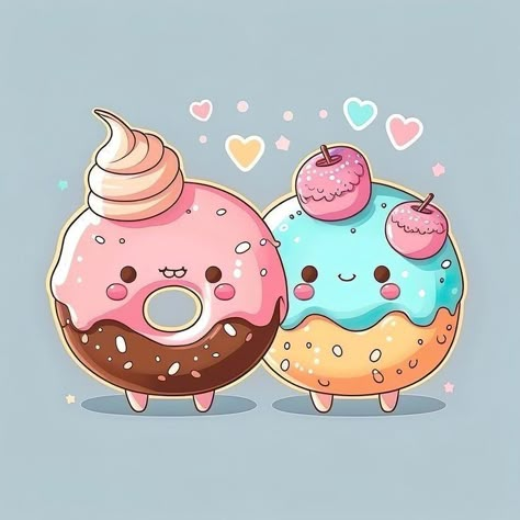 Donut Drawing, Donut Cartoon, Donut Logo, Emotions Preschool, Food Kawaii, Cute Donuts, Food Clipart, Cute Food Drawings, Stickers Kawaii