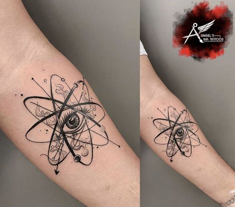 180 Awesome Atom Tattoos Designs with Meanings (2022) - TattoosBoyGirl Atom Tattoo Design, Atomic Tattoo, Atom Tattoo, Science Tattoo, Science Tattoos, Molecule Tattoo, Cactus Tattoo, Special Tattoos, C Tattoo