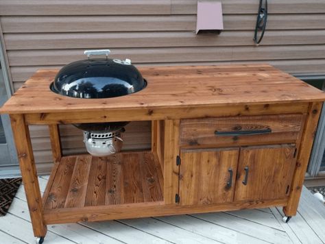 Outdoor Weber Grill Station, Webber Grill Table, Weber Grill Station, Diy Charcoal Grill, Weber Grill Cart, Weber Grill Table Diy, Weber Grill Table, Diy Grill Table, Bbq Weber