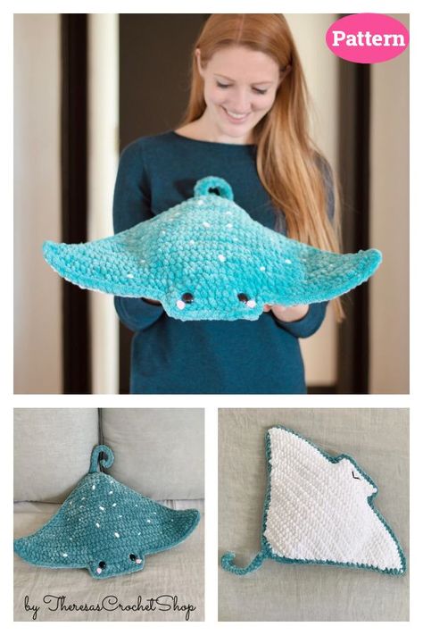 Plush Toys Crochet, Crochet Beads Patterns, Blue Crochet Pattern Free, Crochet Manta Ray Pattern Free, Blue Yarn Crochet Projects, Manta Ray Crochet Pattern Free, Crochet Stingray Pattern Free, How To Crochet A Stingray, Crochet Manta Ray