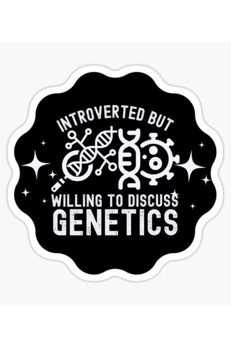 Show your love for genetics, the study of heredity and variation, with this beautiful and durable sticker. Perfect for laptops, water bottles, cars, and more, our stickers are made with high-quality vinyl that is weatherproof and UV-resistant. Genetics Notes, Genetics Aesthetic, Introverted But Willing To Discuss, Science Stickers, Aesthetic Sticker, Introverted, But First, Aesthetic Stickers, Science