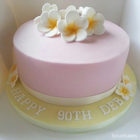 90th birthday cake topped eith edible handcrafted Frangipani flowers 90th Birthday Cakes, 60th Birthday Cakes, 90th Birthday, Novelty Cakes, Cake Toppings, 60th Birthday, Celebration Cakes, Birthday Decorations, Cake Designs