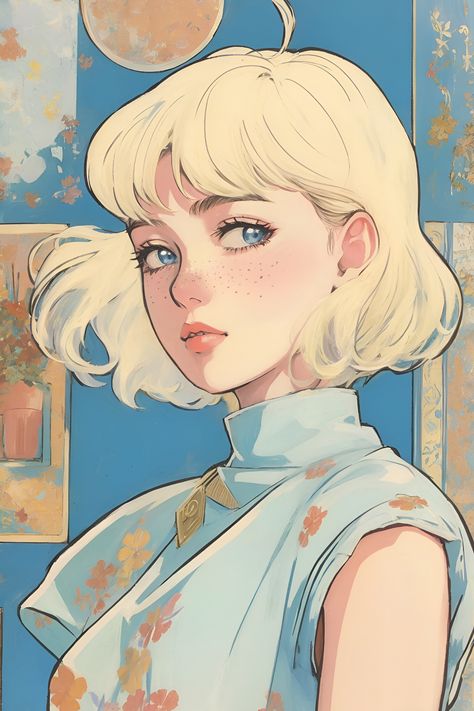 Cheerful Character Design, Sweet Old Lady Character Design, Old Money Fashion Style, Blonde Brunette Hair, Short Hair Drawing, Charming Woman, Influencer Aesthetic, Trendy Tiktok, Old Money Fashion