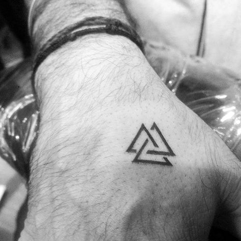 Triangles Norse Male Tattoo With Simple Hand Design Punisher Tattoo, Tattoo Odin, Meaningful Tattoos For Men, Simple Hand Tattoos, Small Tattoos For Men, Tatuagem Masculina Pequena, Simple Tattoos For Guys, Small Tattoos With Meaning, Tattoo Inspiration Men