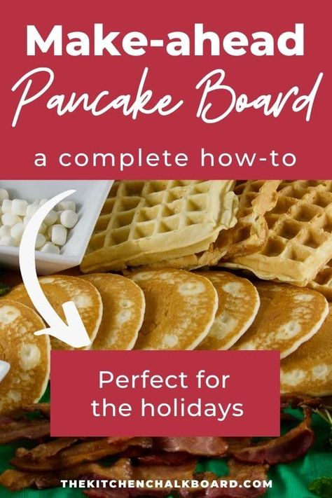 In a sea of make-ahead breakfasts that are casseroles, it is time for a change. Use these tips to assemble to ultimate pancake board. Whether you have a small group or a large crowd, these breakfast boards are easy and crowd-pleasing! Pancake Bar Ideas, Prepare Ahead Breakfast, Premade Breakfast, Pancake Board, Pancake Bar, Breakfast Boards, Breakfast Meeting, Thanksgiving Breakfast, How To Make Waffles