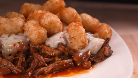 Tater tot hotdish Pork Tater Tot Casserole, Tater Tot Hotdish, Tater Tot Recipes, Hotdish Recipes, Tater Tot Casserole Recipes, Tot Casserole, Tater Tot Casserole, Pulled Pork Recipes, Yummy Casseroles