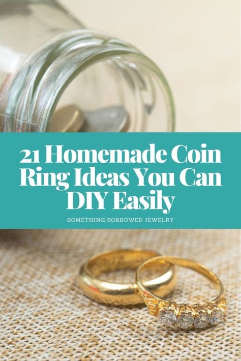 How To Make Gold Rings, Wooden Rings Diy Projects, Hammered Coin Jewelry Gift, Diy Coin Collection Book, How To Wire Wrap Coins, Diy Stone Rings, Coin Jewelry Diy, Coin Ring Diy, Coin Ring Tools