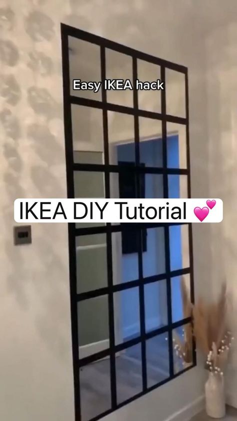 Square Mirror Ideas, Diy Mirror Wall Decor, Ikea Mirror Hack, Diy Mirror Wall, Mirror Hack, Ikea Mirror, Deck Decorating Ideas On A Budget, Diy Home Furniture, Apartment Decor Inspiration