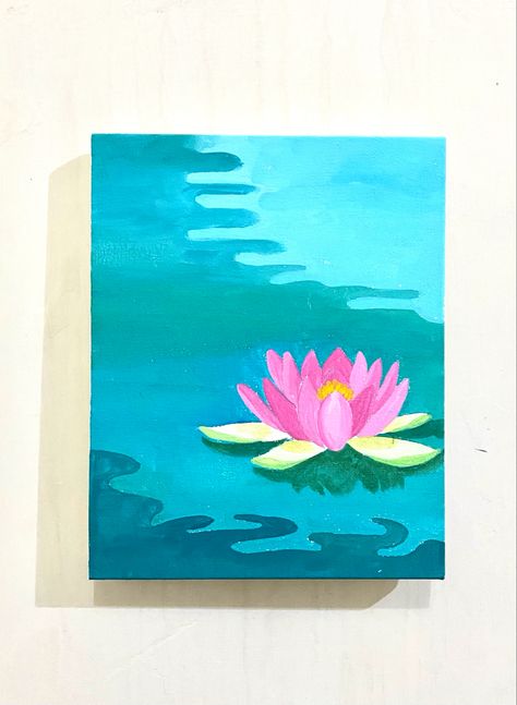 Lotus Flower Painting Acrylics Easy, Waterlily Painting Acrylic, Water Lilies Painting Easy, Easy Lotus Painting, Acrylic Lotus Painting, Lotus Flower Painting Acrylics, Lotus Painting Acrylic, Lotus Acrylic Painting, Waterlily Painting