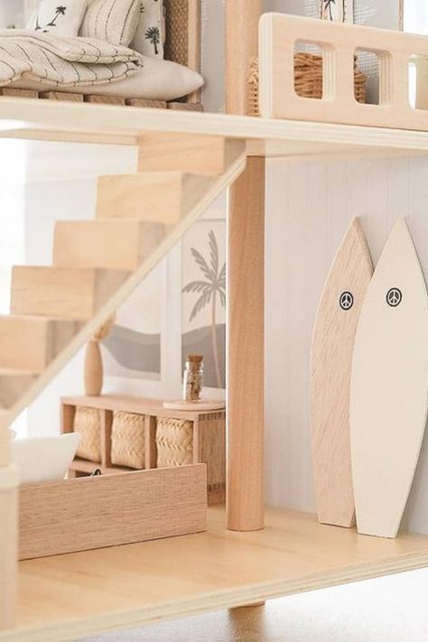 The $39 Kmart doll house toy hack your kids will love | Better Homes and Gardens Kmart Dollhouse Mansion, Kmart Dollhouse Hack, Beach House Dollhouse, Doll Tree House, Diy Doll House Furniture, Dolls House Diy, Beach Dollhouse, Wooden Tree House, Kmart Australia