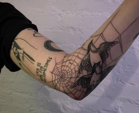 Filler Tattoo Designs, Gap Filler Tattoo, Gotik Tattoo, Filler Tattoo, Hunter Tattoo, Shadow Tattoo, Spider Web Tattoo, Web Tattoo, Sigil Tattoo