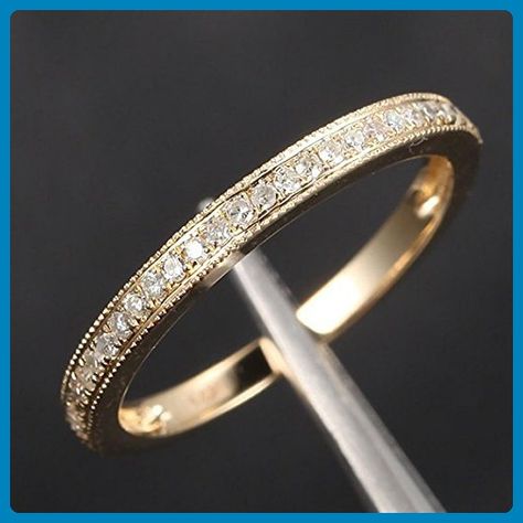 Gem Rings, Pave Diamond Wedding Bands, Cool Wedding Rings, Gold Diamond Band, Yellow Gold Wedding Band, Half Eternity Band, Wedding Rings Unique, Eternity Ring Diamond, Diamond Rings Bands