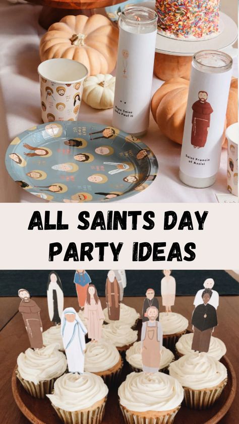 All Saint's Day Party All Saints Day Party Decorations, All Saints Day Party Ideas, All Saints Day Food Ideas, All Saints Day Snacks, All Saints Party Ideas, All Saints Party, All Saints Day Decorations, Catholic Halloween Decorations, All Hallows Eve Catholic