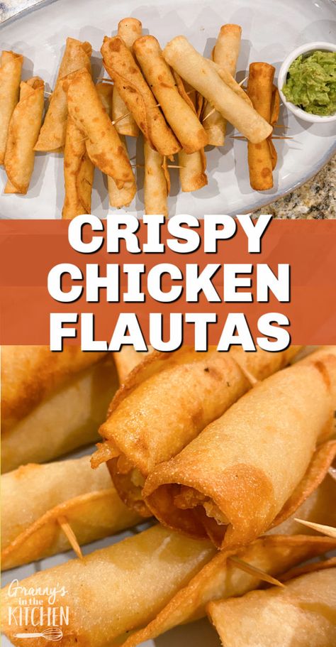 Corn Tortilla Flautas, Chevy’s Chicken Flautas Recipe, Fried Flautas Recipe, Corn Tortilla Chicken Tacos, Chicken And Corn Tortillas, Corn Tortilla Recipes Dinners Healthy, Baked Flautas Corn Tortillas, Chicken And Cheese Flautas, Chicken Taquitos Corn Tortillas