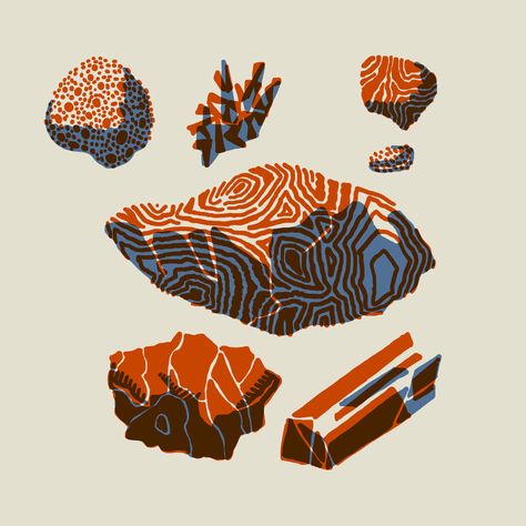 Geology Poster Design, Screen Printing Landscape, Screen Printing 2 Colors, Layered Screen Printing, Drawing Fluid Screenprinting, Screen Printing Patterns, Screen Print Illustration, Rocks Tattoo, Geology Design